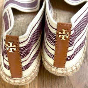 Tory Burch Awning Ivory striped elastic espadrille flat, shoes   women's size 8